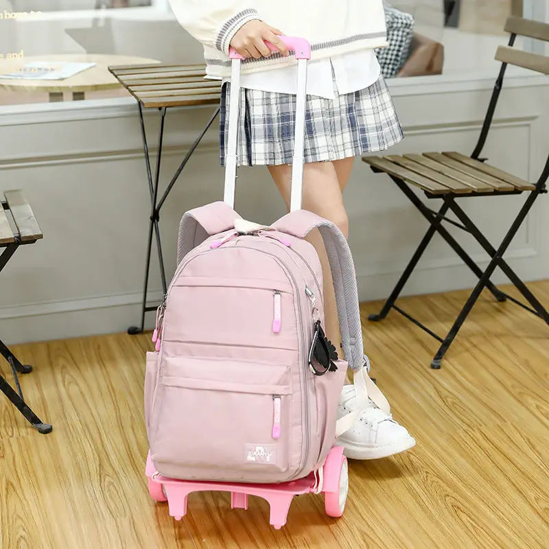 Mochila Escolar com Rodinhas para Meninas - Impermeável e Estilosa