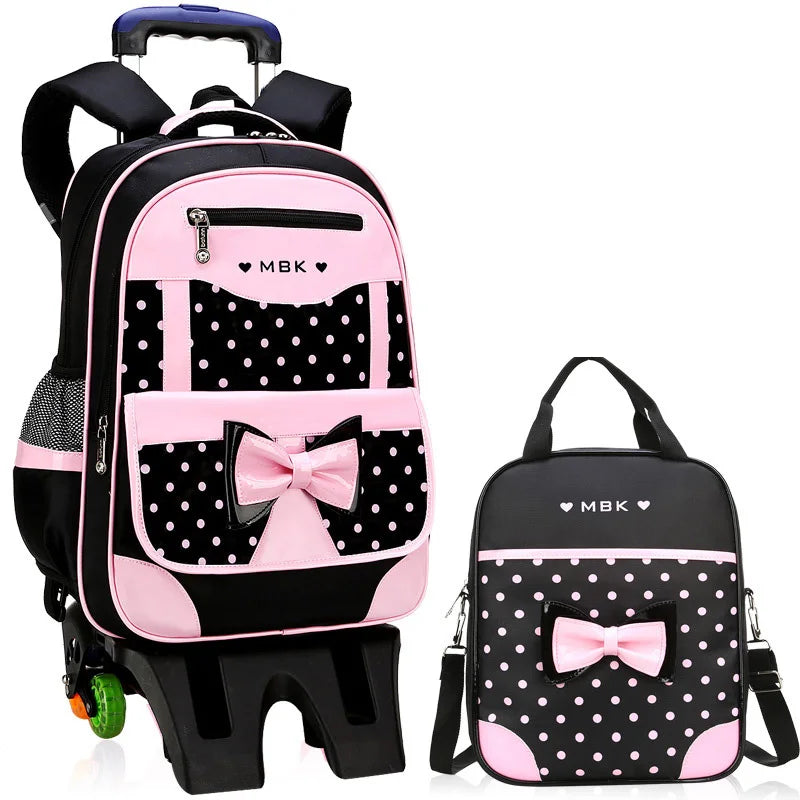 Mochilas escolares para crianças, Rolling Bagagem Bag, Trolley School Backpack, Child Book Bag, Kids Schoolbag, Girls, 2 6 Wheels
