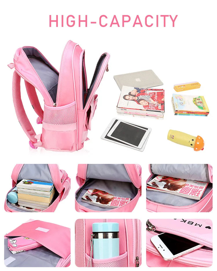 Mochilas escolares para crianças, Rolling Bagagem Bag, Trolley School Backpack, Child Book Bag, Kids Schoolbag, Girls, 2 6 Wheels