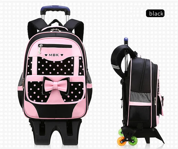 Mochilas escolares para crianças, Rolling Bagagem Bag, Trolley School Backpack, Child Book Bag, Kids Schoolbag, Girls, 2 6 Wheels
