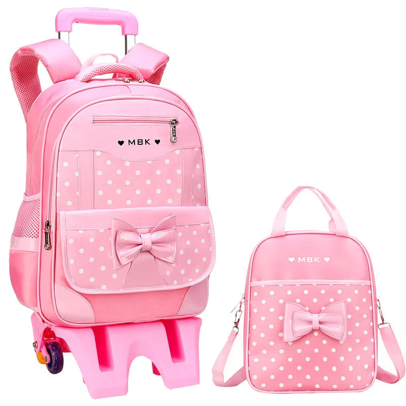 Mochilas escolares para crianças, Rolling Bagagem Bag, Trolley School Backpack, Child Book Bag, Kids Schoolbag, Girls, 2 6 Wheels