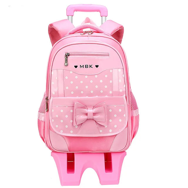Mochilas escolares para crianças, Rolling Bagagem Bag, Trolley School Backpack, Child Book Bag, Kids Schoolbag, Girls, 2 6 Wheels