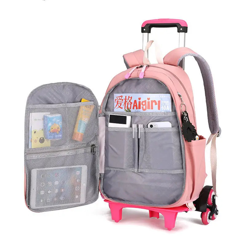 Mochila Escolar com Rodinhas para Meninas - Impermeável e Estilosa
