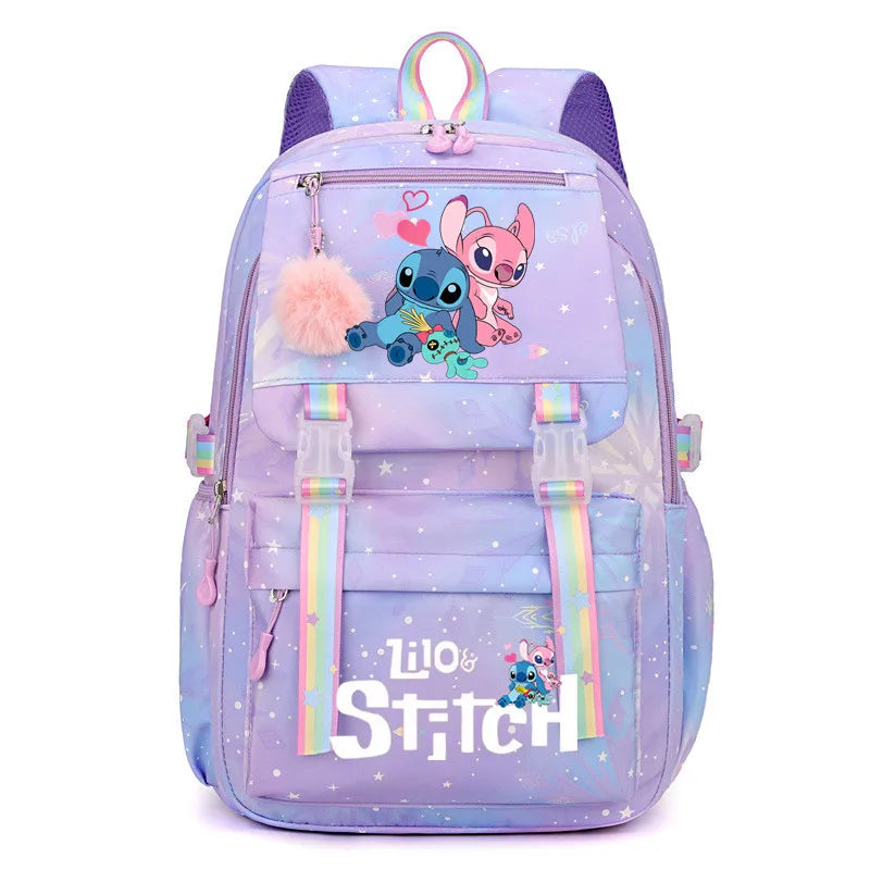 Mochila Escolar Kawaii Impermeável Lilo e Stitch