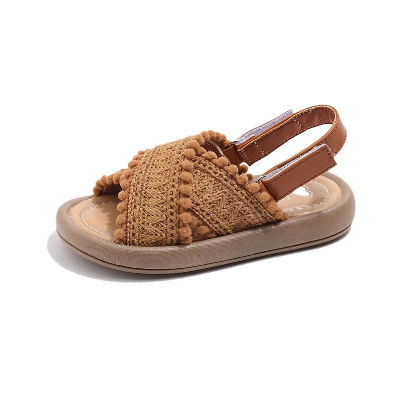 Meninas verão sapatos de praia estilo étnico crianças sandálias casuais sola macia moda crianças retro princesa sapatos 2024 verão novo