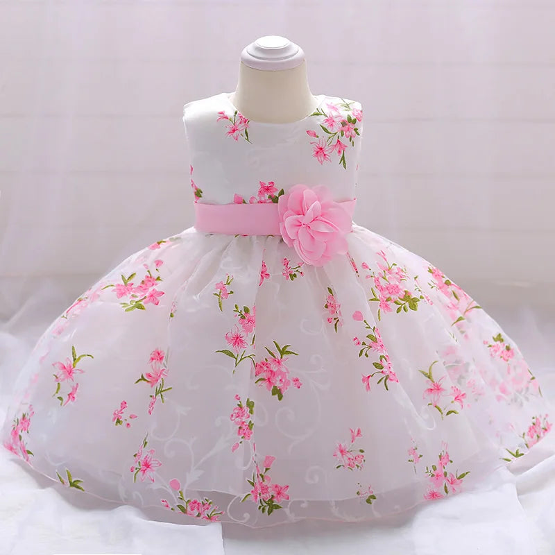 Baby Girls 'Big Flower Party Dress, Tule elegante, 1st Birthday Wedding Bridesmaid Dresses, Noite de Natal Kids Clothing