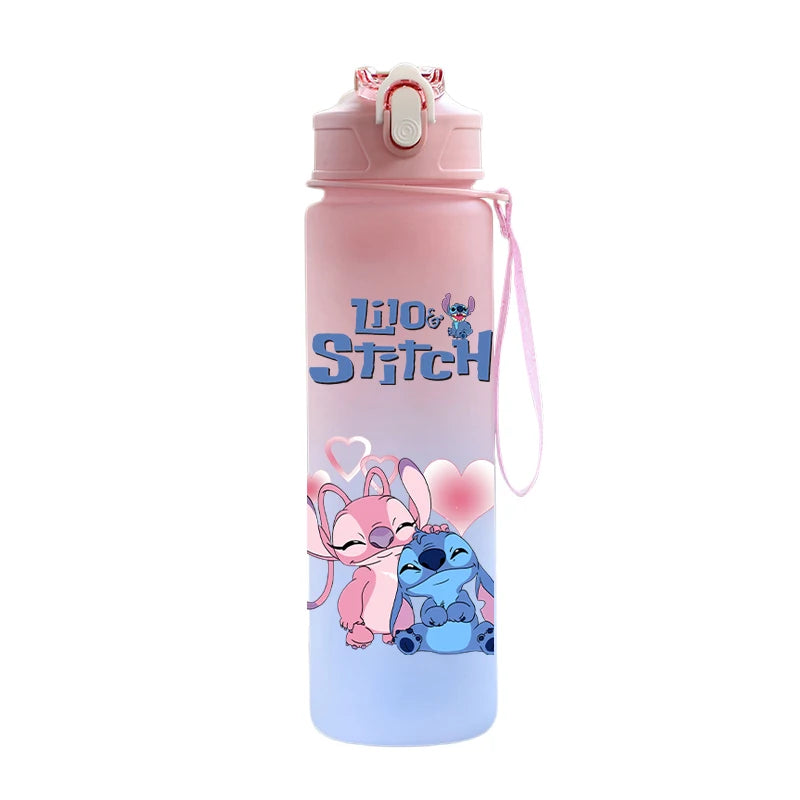 Disney lilo stitch copo de água de palha de plástico garrafa de água esportiva de alto valor ao ar livre 750ml grande capacidade acampamento beber ferramentas