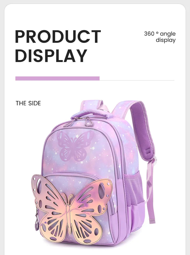 Bookbag de borboleta com lancheira para adolescentes, Lápis Bag Set, Mochila Laptop de Viagem, Ele também está de volta à mochila escolar