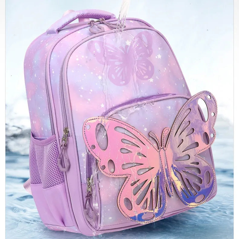 Bookbag de borboleta com lancheira para adolescentes, Lápis Bag Set, Mochila Laptop de Viagem, Ele também está de volta à mochila escolar