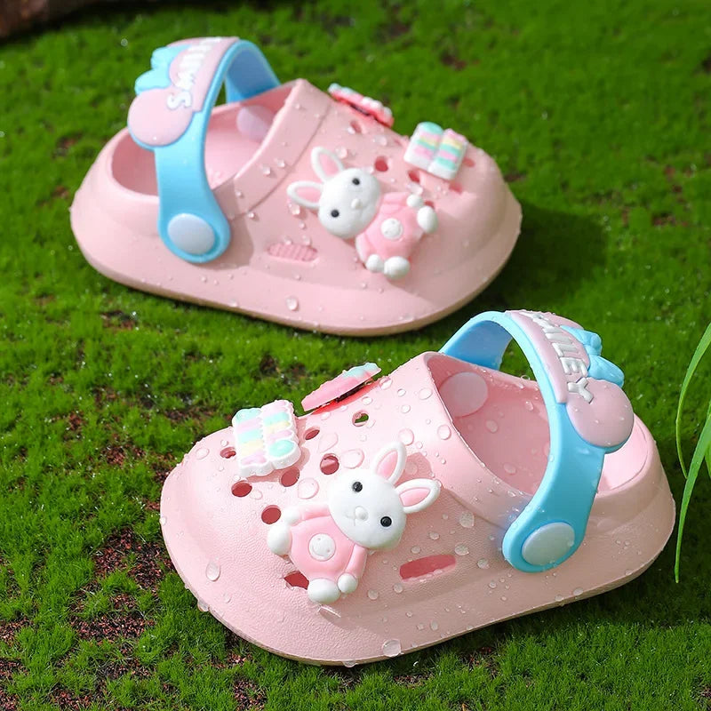 Chinelos bonitos dos desenhos animados para crianças, Respirável e antiderrapante, EVA Soft Bottom, Sapatos para meninos e meninas