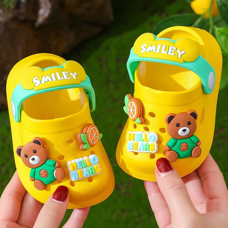 Chinelos bonitos dos desenhos animados para crianças, Respirável e antiderrapante, EVA Soft Bottom, Sapatos para meninos e meninas
