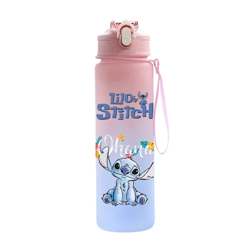 Disney lilo stitch copo de água de palha de plástico garrafa de água esportiva de alto valor ao ar livre 750ml grande capacidade acampamento beber ferramentas