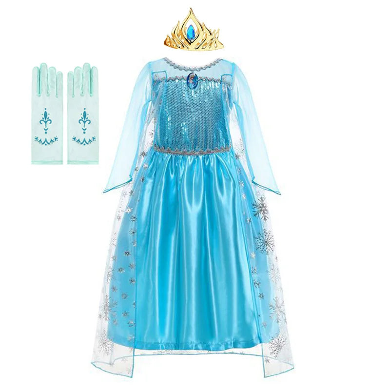 Vestido de princesa Elsa feminino Disney, Manga comprida, Cosplay de aniversário infantil, Fantasia congelada, Fantasia, Carnaval, Festa de vestir, Fantasia, 2024
