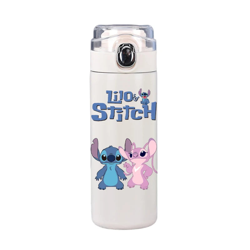 Disney lilo ponto garrafa térmica 400ml caneca térmica de aço inoxidável saltando garrafa de água beber copo esportes ao ar livre copo de água