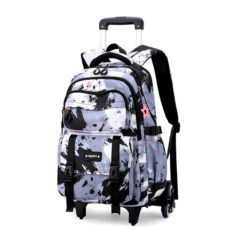 Mochila escolar com rodas para crianças, Mochila rolante para meninas, Mochila de rodas de estudante, Carrinho de viagem