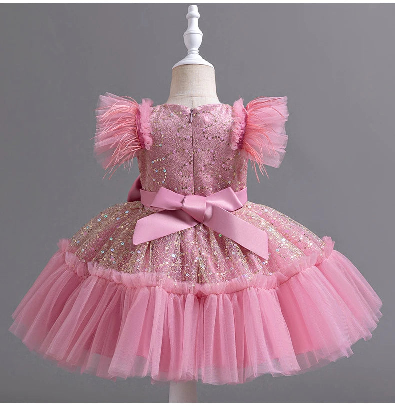 Vestido de Noiva Little Baby Girl, Aniversário Princesa Vestidos, Traje De Cerimônia De Casamento Infantil, 6633