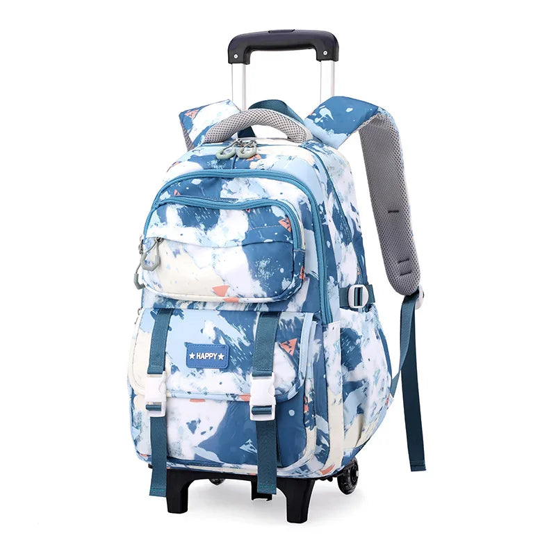 Mochila escolar com rodas para crianças, Mochila rolante para meninas, Mochila de rodas de estudante, Carrinho de viagem