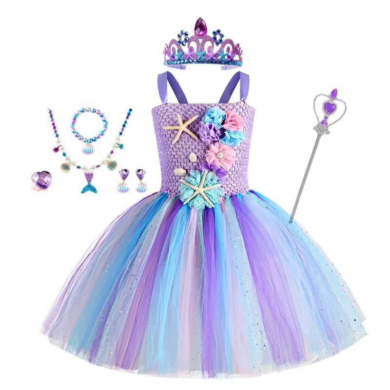 Vestido Sereia com Tiara de Flores