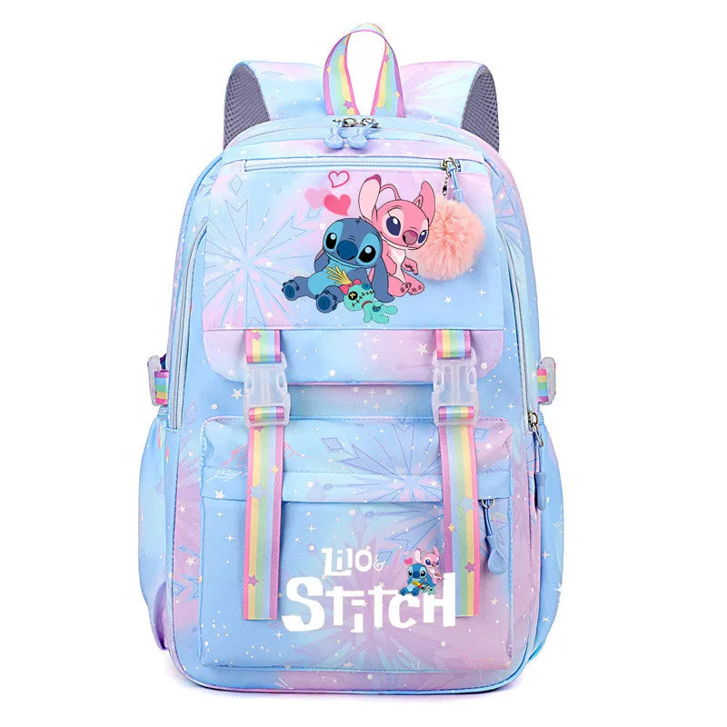 Mochila Escolar Kawaii Impermeável Lilo e Stitch