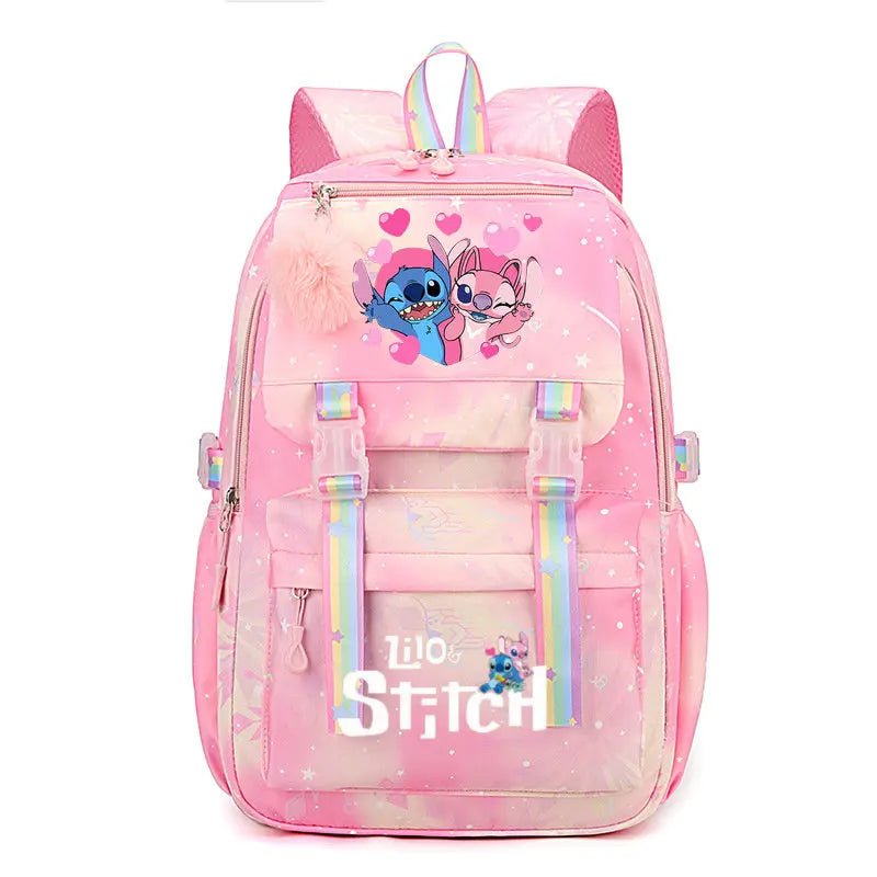Mochila Escolar Kawaii Impermeável Lilo e Stitch