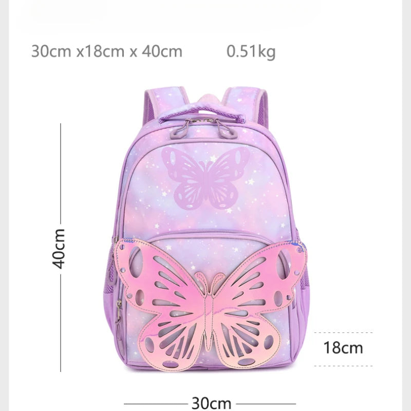 Bookbag de borboleta com lancheira para adolescentes, Lápis Bag Set, Mochila Laptop de Viagem, Ele também está de volta à mochila escolar