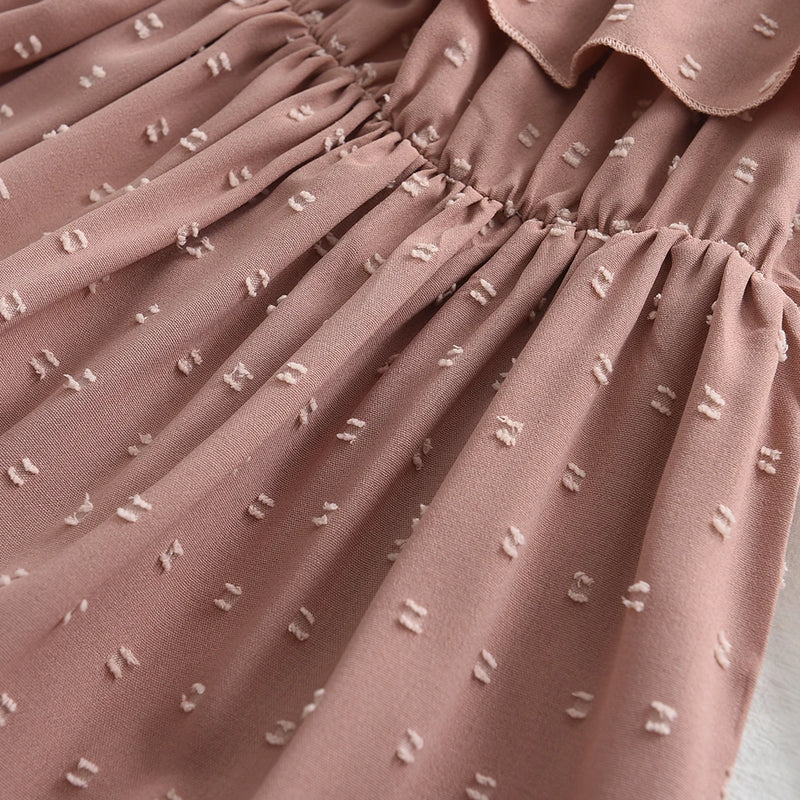 Bear Leader Jacquard Baby Girls Dresses Casual Ruffles Suspender Vestido Crianças Roupas Cor Sólida Boat Neck A line Princess Dress
