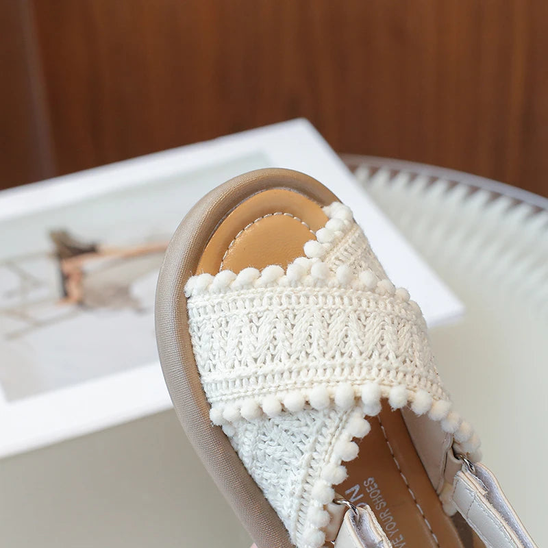 Meninas verão sapatos de praia estilo étnico crianças sandálias casuais sola macia moda crianças retro princesa sapatos 2024 verão novo