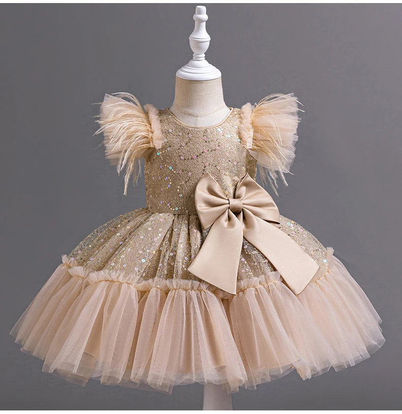 Vestido de Noiva Little Baby Girl, Aniversário Princesa Vestidos, Traje De Cerimônia De Casamento Infantil, 6633