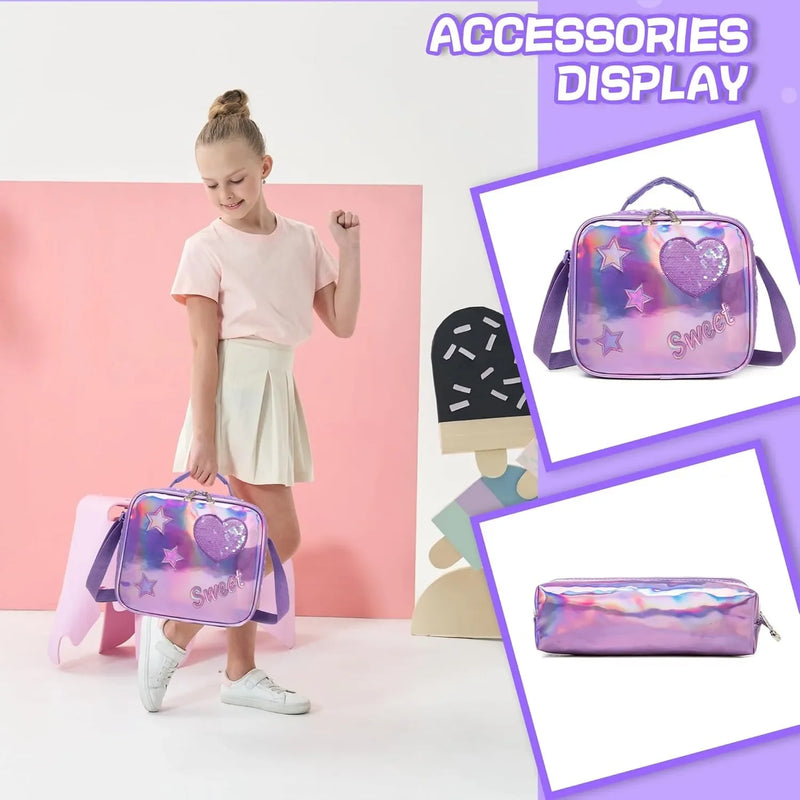 Mochila Escolar com Rodinhas 3 em 1 para Meninas