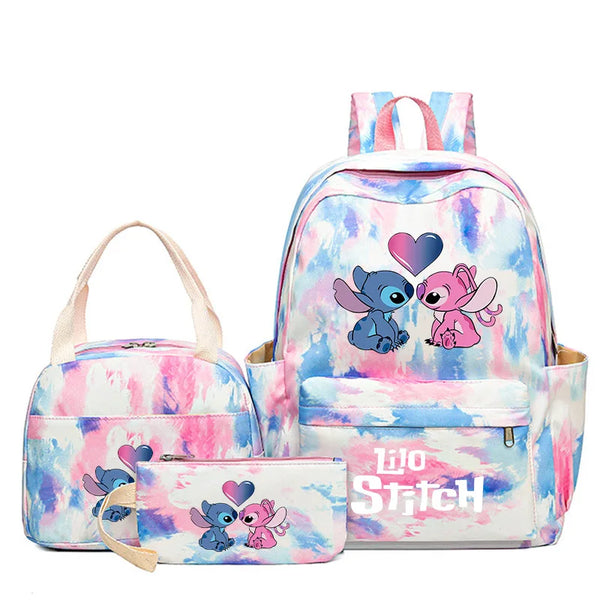Mochila Escolar Lilo e Stitch com Lancheira - 3 Peças
