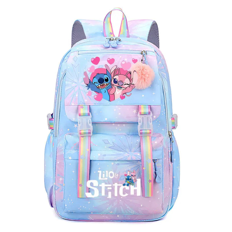 Mochila Escolar Kawaii Impermeável Lilo e Stitch