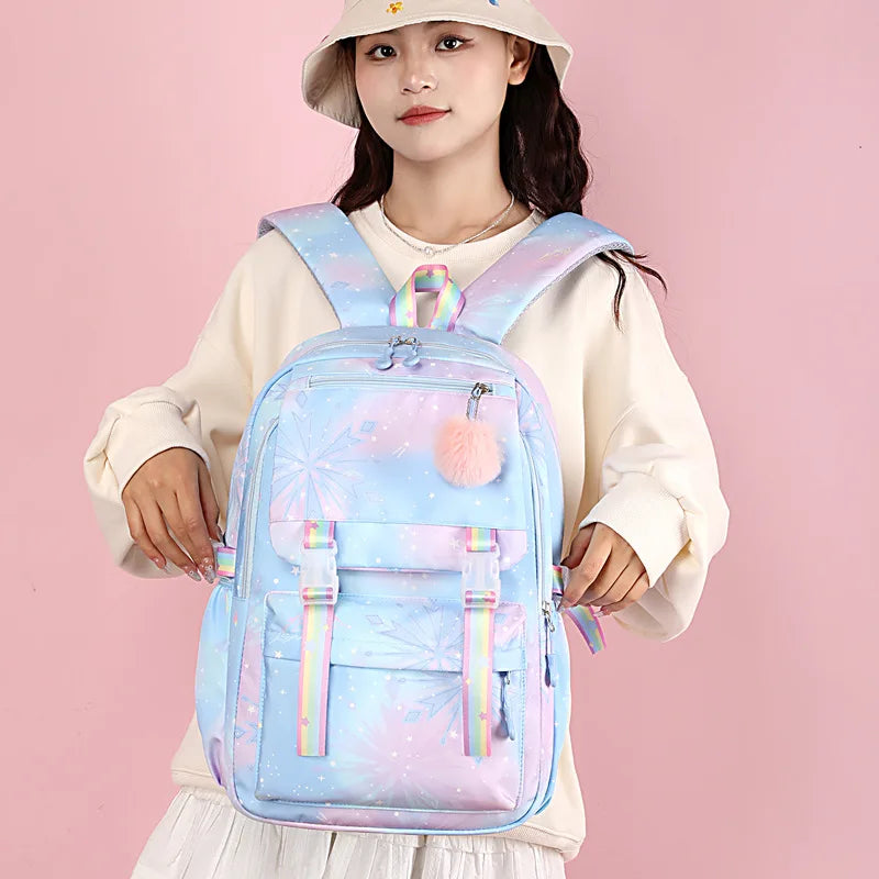 Mochila Escolar Kawaii Impermeável Lilo e Stitch