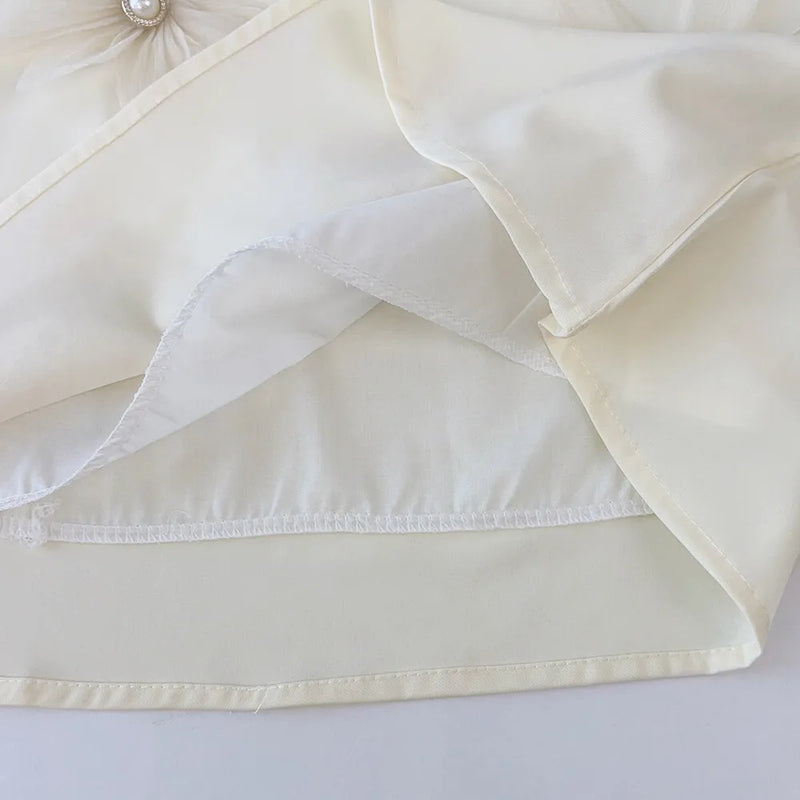 Urso líder 2-7 anos de idade crianças festa de aniversário de casamento roupas verão menina princesa bege 3d flor tanque vestido superior