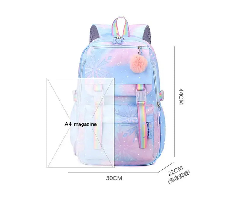 Mochila Escolar Kawaii Impermeável Lilo e Stitch