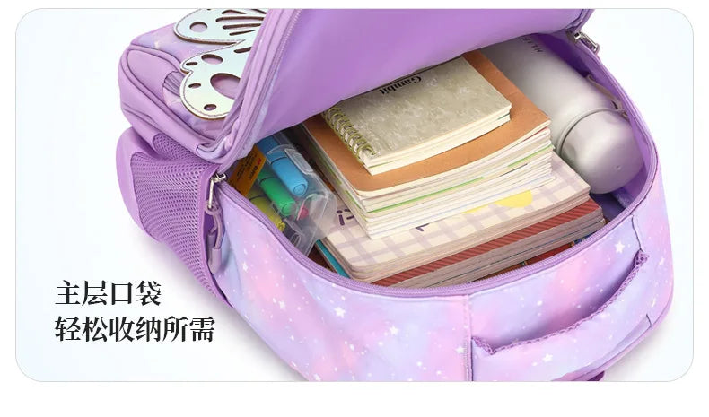 Bookbag de borboleta com lancheira para adolescentes, Lápis Bag Set, Mochila Laptop de Viagem, Ele também está de volta à mochila escolar