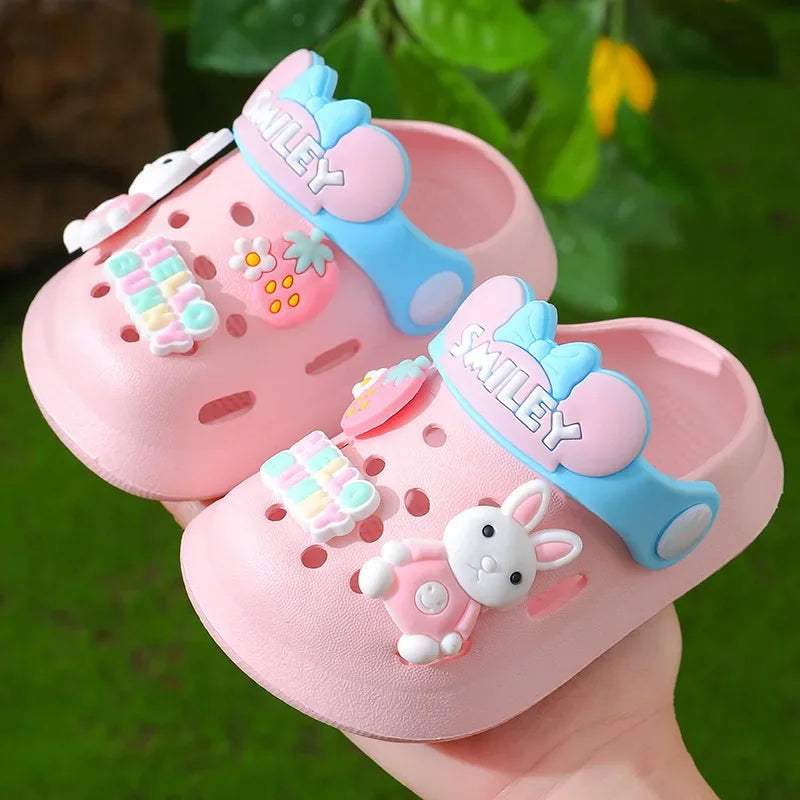 Chinelos bonitos dos desenhos animados para crianças, Respirável e antiderrapante, EVA Soft Bottom, Sapatos para meninos e meninas