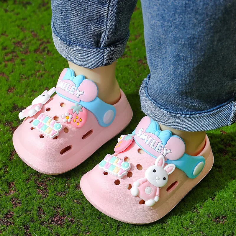 Chinelos bonitos dos desenhos animados para crianças, Respirável e antiderrapante, EVA Soft Bottom, Sapatos para meninos e meninas