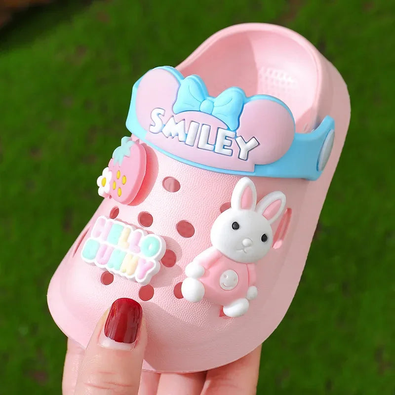 Chinelos bonitos dos desenhos animados para crianças, Respirável e antiderrapante, EVA Soft Bottom, Sapatos para meninos e meninas